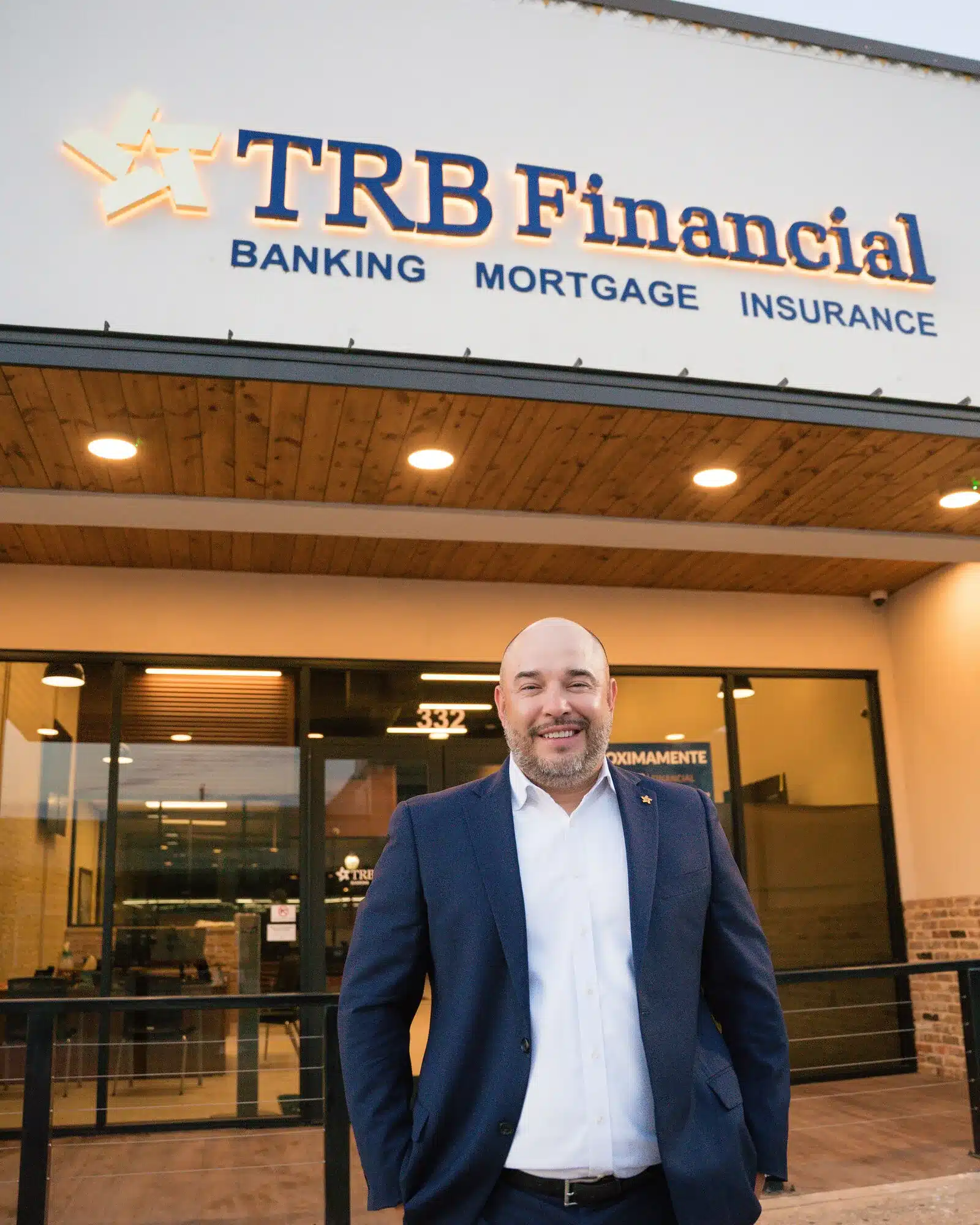 Gene Tremblay, Market President, in front of the TRB Financial branch on Jefferson Blvd.